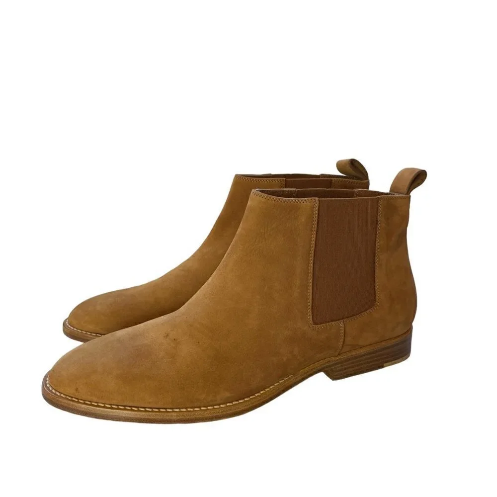 Jenni Kayne Italian Suede Slip On Chelsea Ankle Boots Walnut Size 11